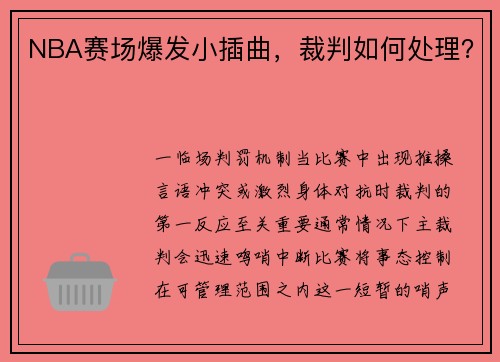 NBA赛场爆发小插曲，裁判如何处理？